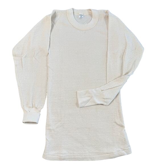 VTG Long Mayo Spruce Men L Thermal Waffle Knit Long Sleeve Top Utility Stretchy - Picture 1 of 9